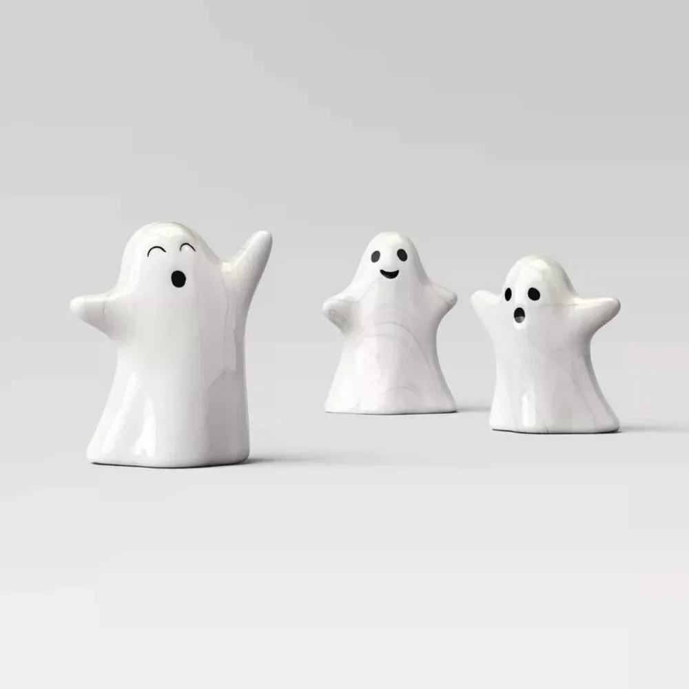 TARGET HYDE & EEK MINI GHOST CERAMIC DECOR SET 3PC
